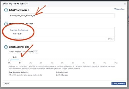 create special ad audience facebook