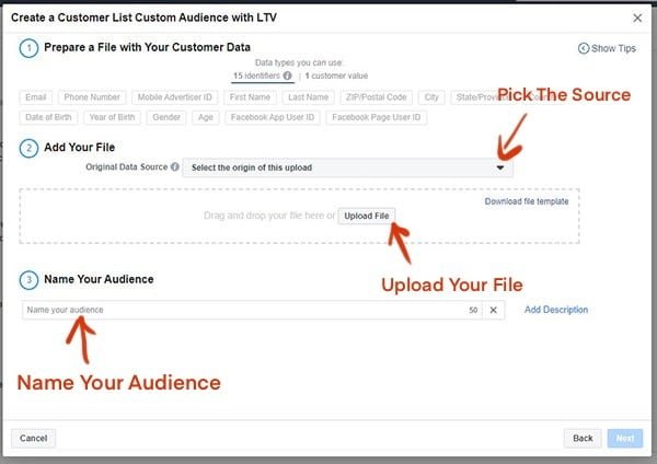 create custom audience facebook ads