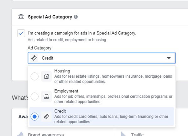 facebook special ad category credit